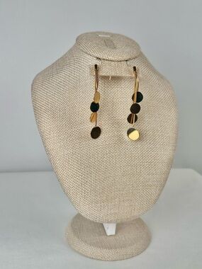 Fashion Jewelry, Dangle Drop Earrings, Gold Plated, Circle